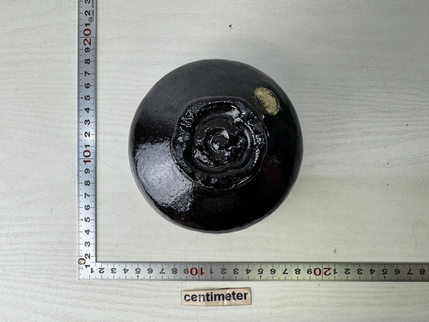 Y9554 CHAWAN Raku-ware black bowl signed box Japan antique tea ceremony pottery