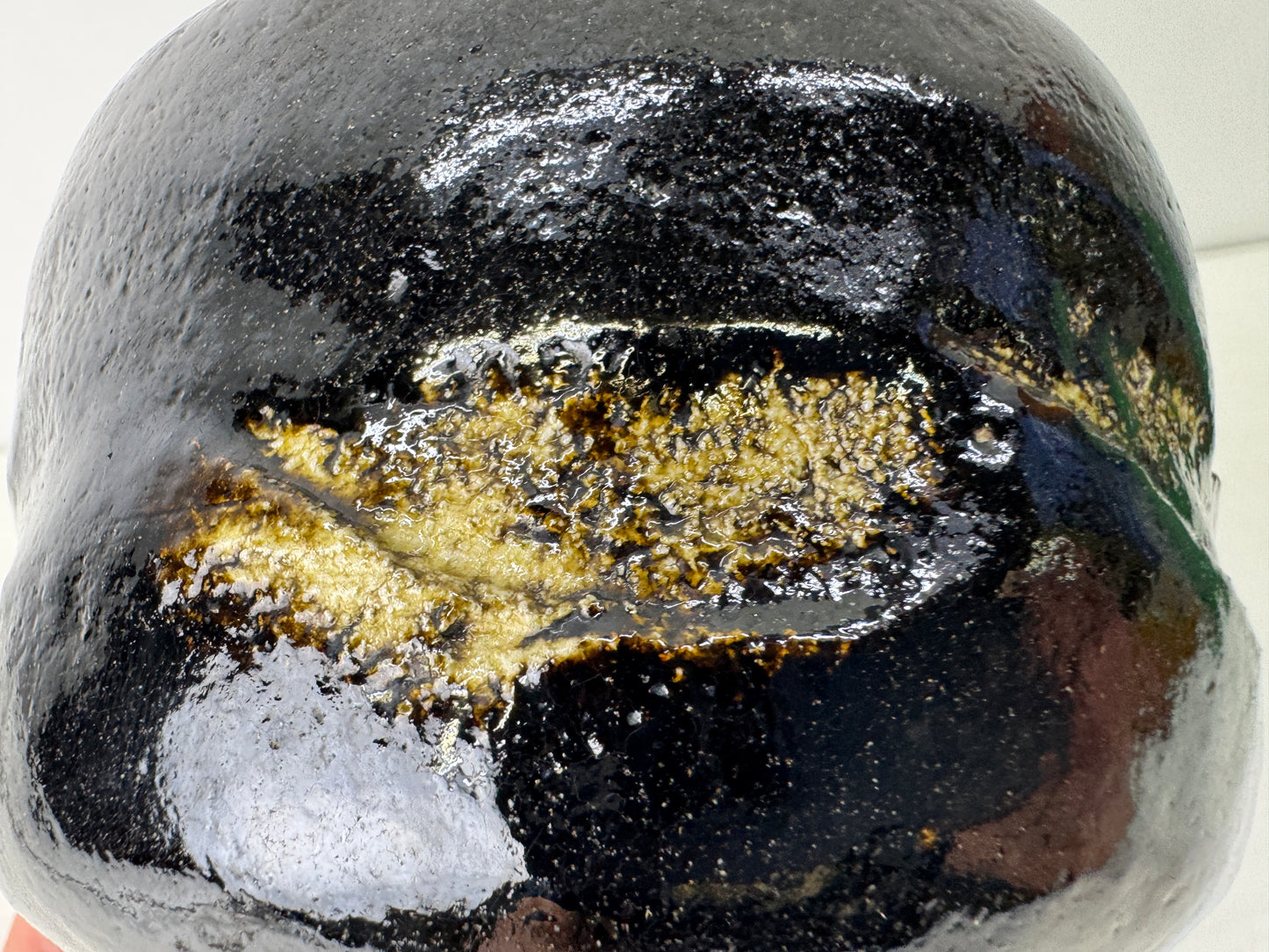 Y9554 CHAWAN Raku-ware black bowl signed box Japan antique tea ceremony pottery