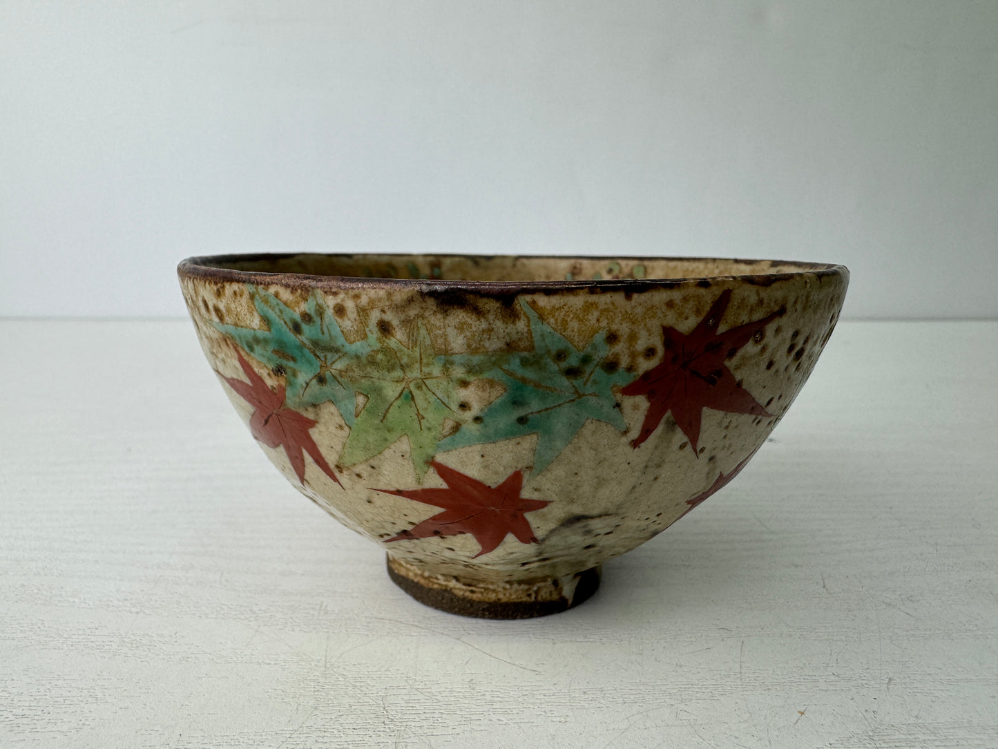 Y9555 CHAWAN Inuyama-ware bowl signed box Japan antique tea ceremony pottery cup