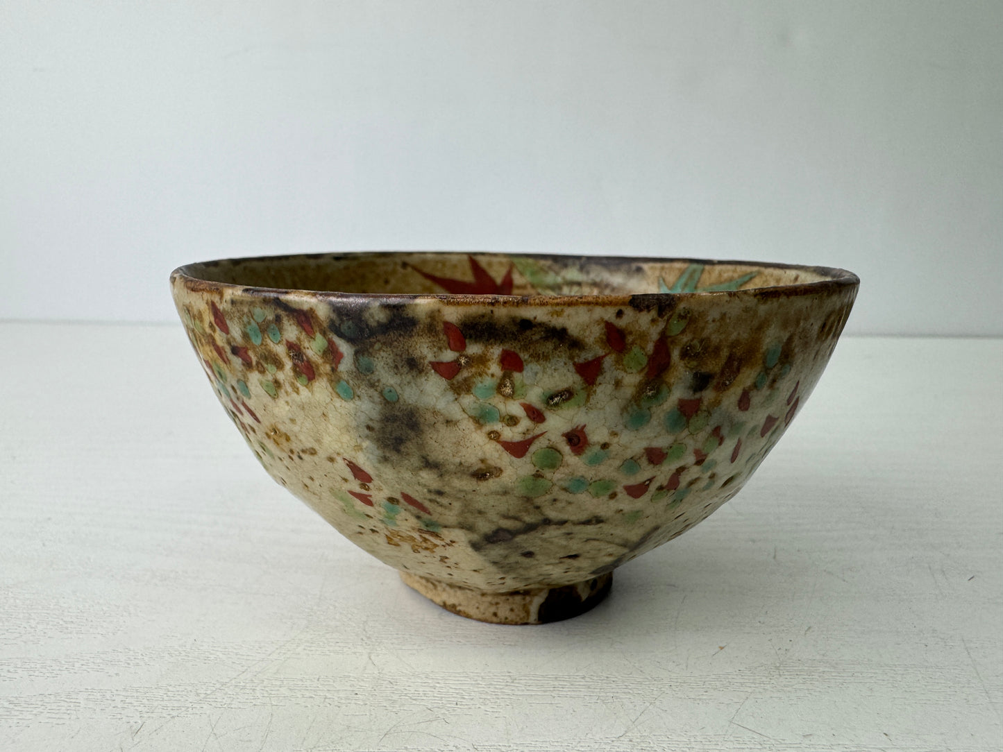 Y9555 CHAWAN Inuyama-ware bowl signed box Japan antique tea ceremony pottery cup