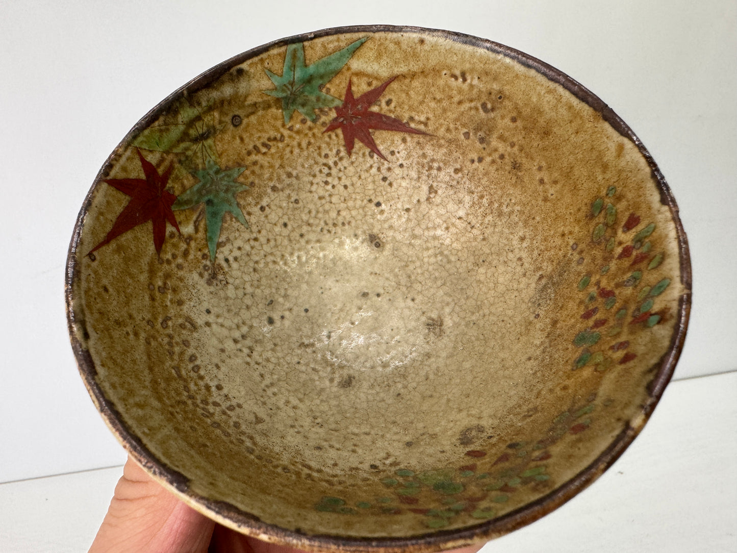 Y9555 CHAWAN Inuyama-ware bowl signed box Japan antique tea ceremony pottery cup
