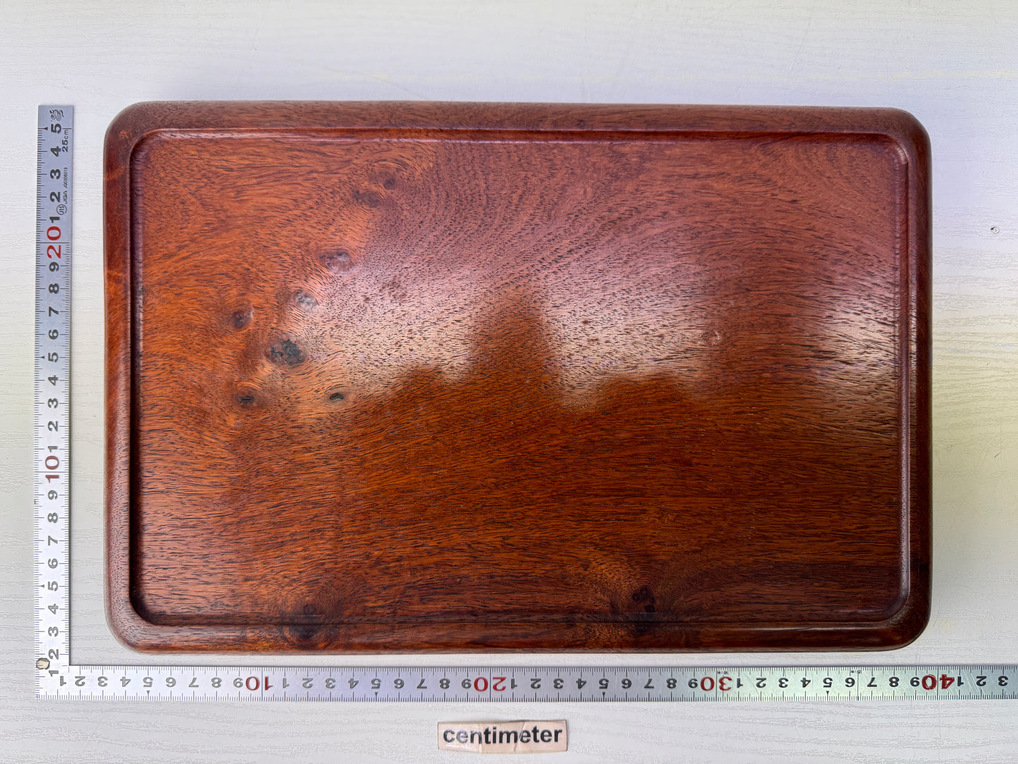 Y9556 TRAY Karaki wood carving signed Sencha tea Obon Japan antique tea ceremony