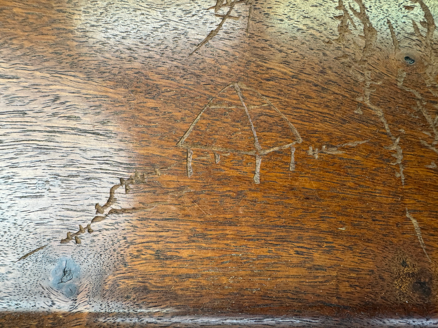 Y9556 TRAY Karaki wood carving signed Sencha tea Obon Japan antique tea ceremony