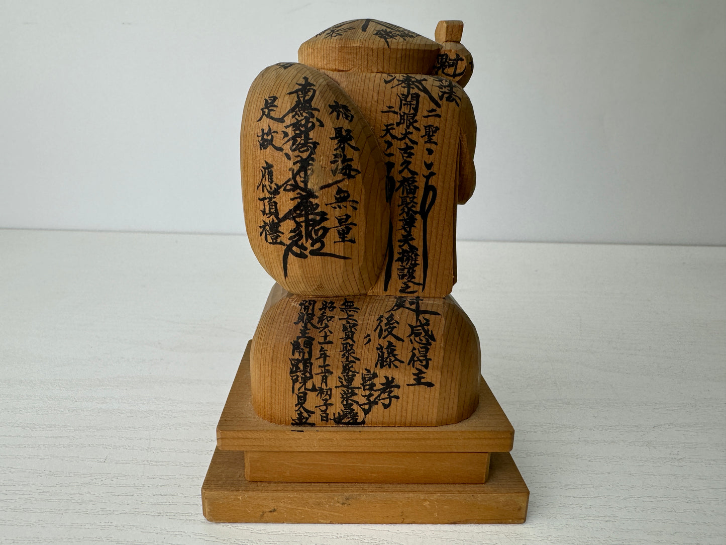 Y9562 STATUE wood carving Daikoku God of Wealth figurine signed Japan antique