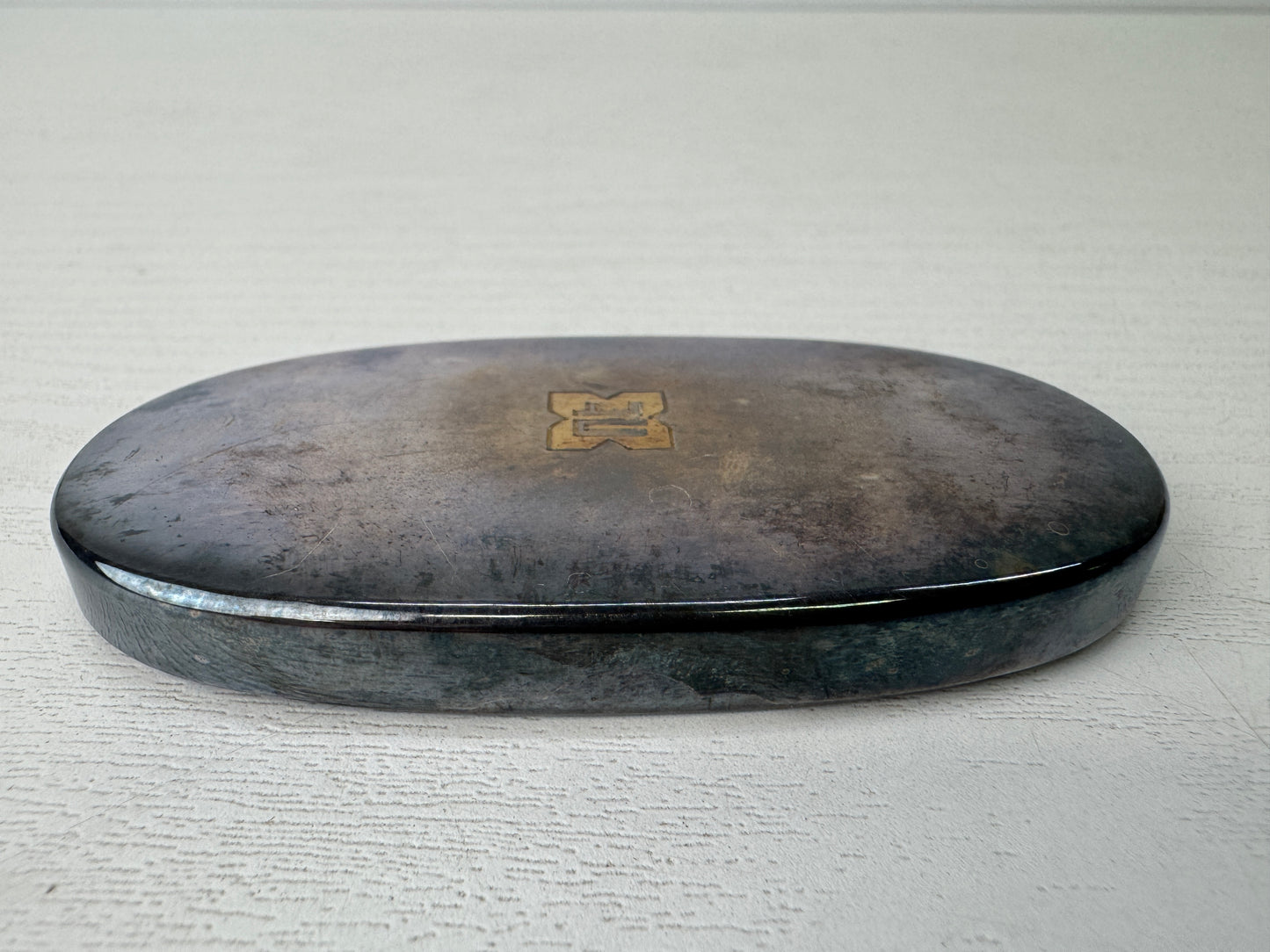 Y9563 BOX Pure silver accessory trinket case signed Japan antique conotainer