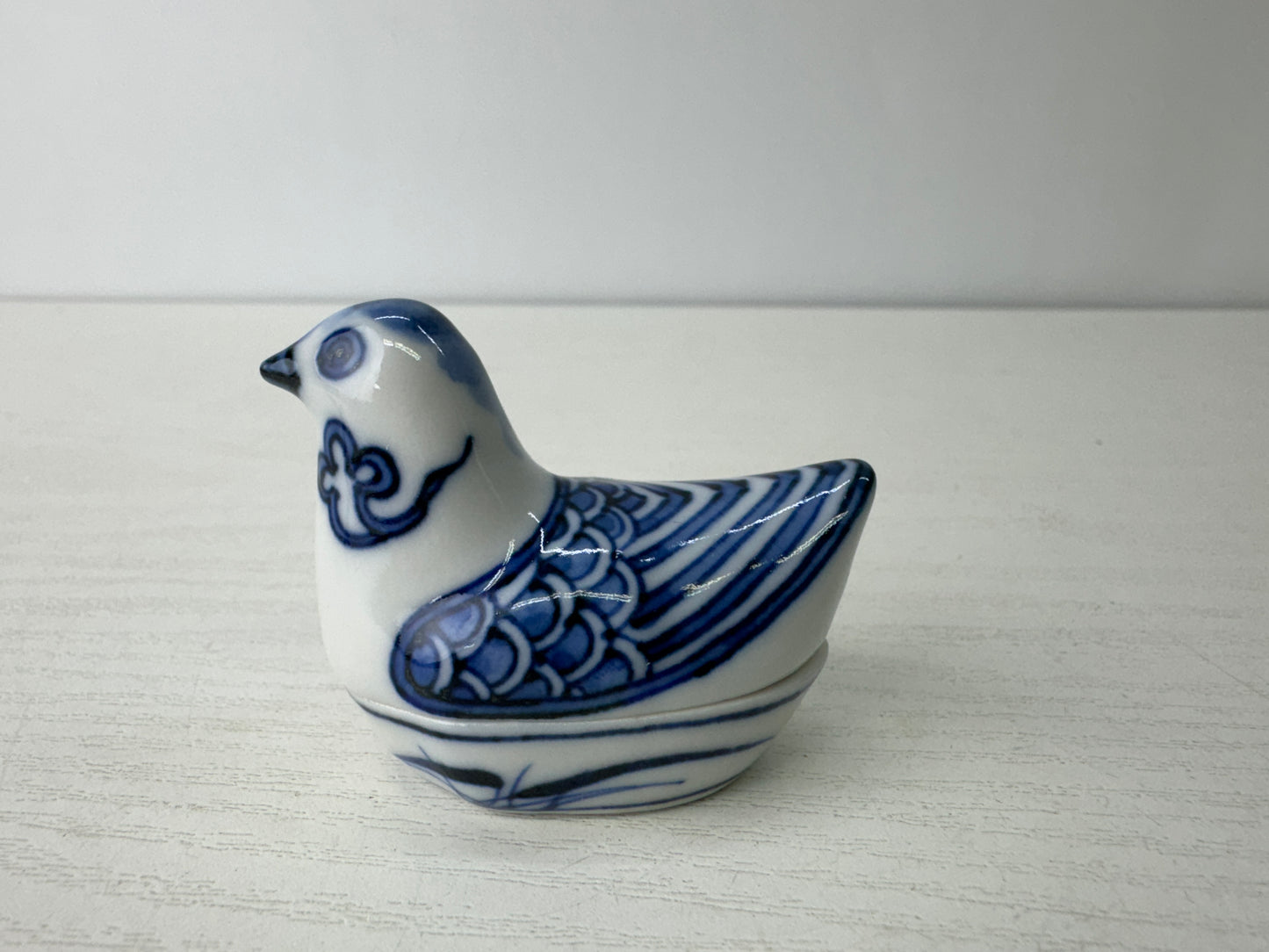 Y9565 BOX Kyo-ware signed Bird Japan antique incense case fragrance aromatherapy