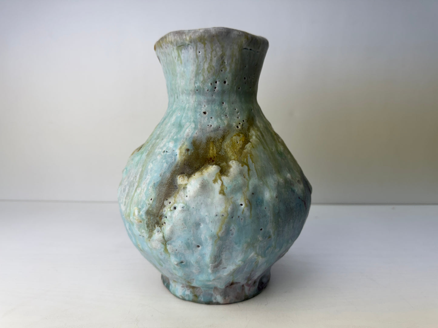 Y9568 FLOWER VASE Mino-ware signed box Japan ikebana floral arrangement interior