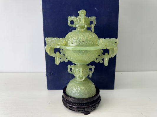 Y9569 KOURO Jade Ancient pattern China antique Incense Burner fragrance aroma