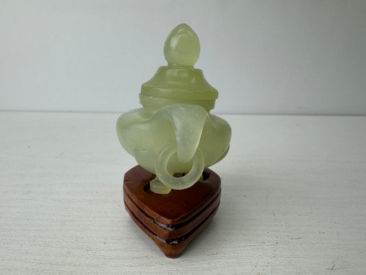 Y9571 KOURO Jade small box Japan antique incense burner fragrance aromatherapy
