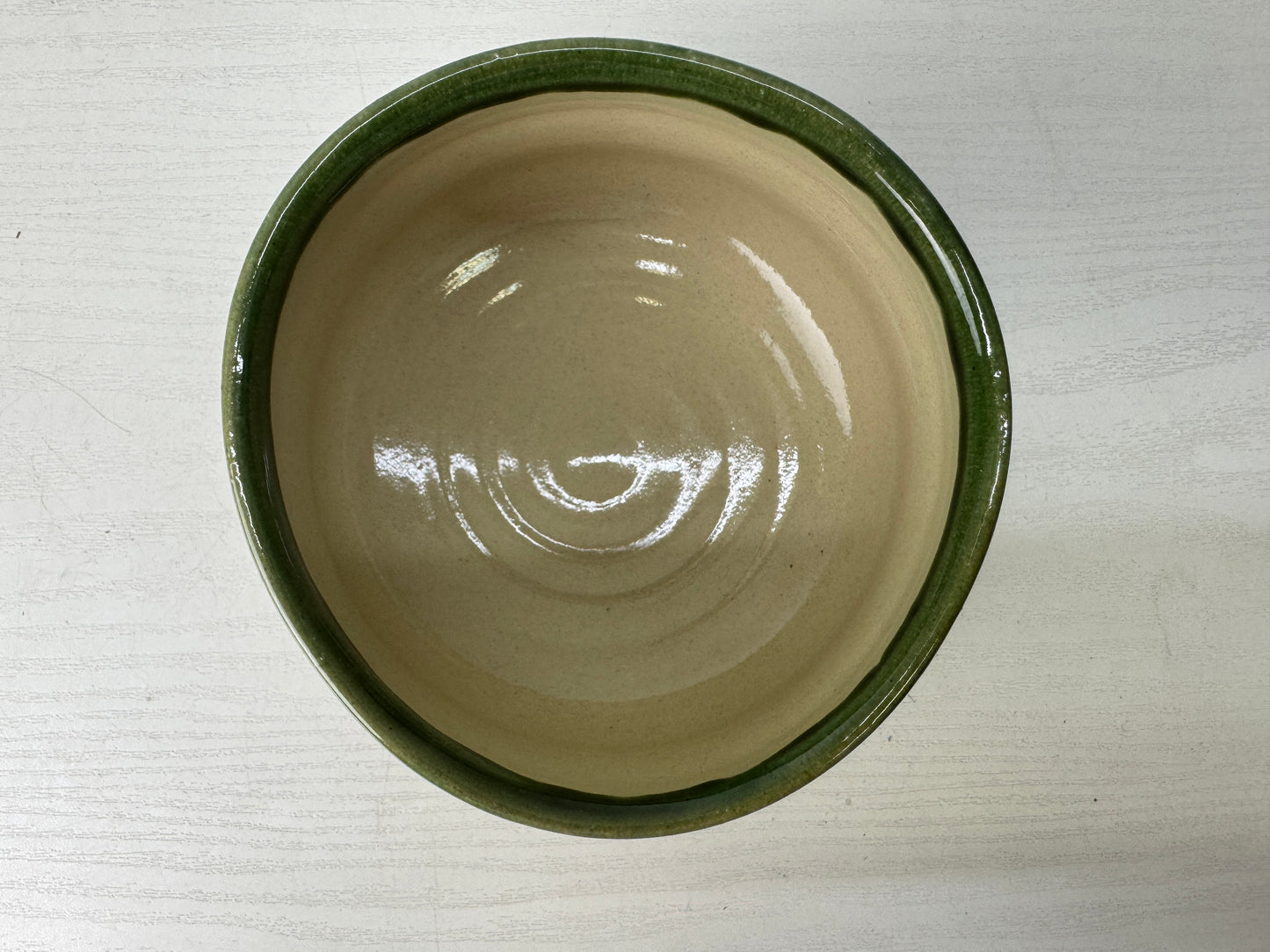 Y9582 CHAWAN Oribe-ware bowl signed box Japan antique tea ceremony pottery cup