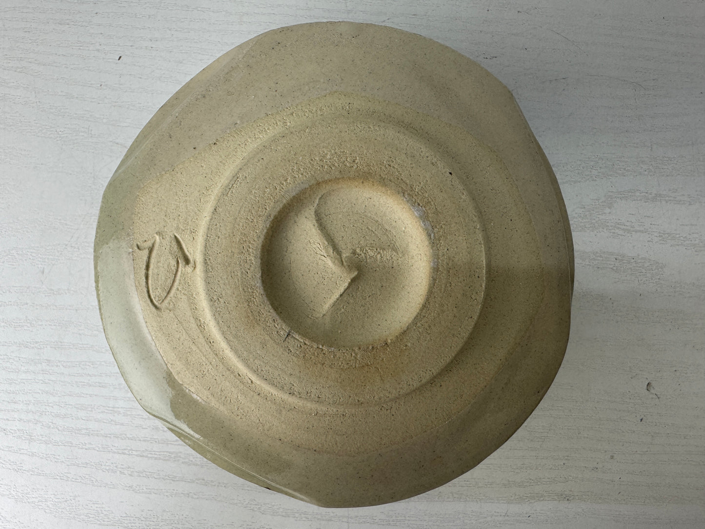 Y9582 CHAWAN Oribe-ware bowl signed box Japan antique tea ceremony pottery cup