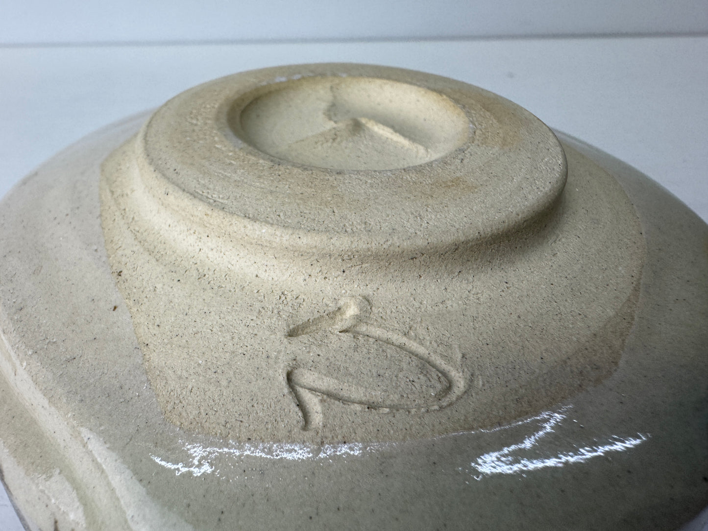 Y9582 CHAWAN Oribe-ware bowl signed box Japan antique tea ceremony pottery cup