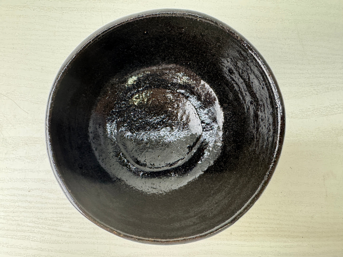 Y9584 CHAWAN Raku-ware black bowl signed box Japan antique tea ceremony pottery