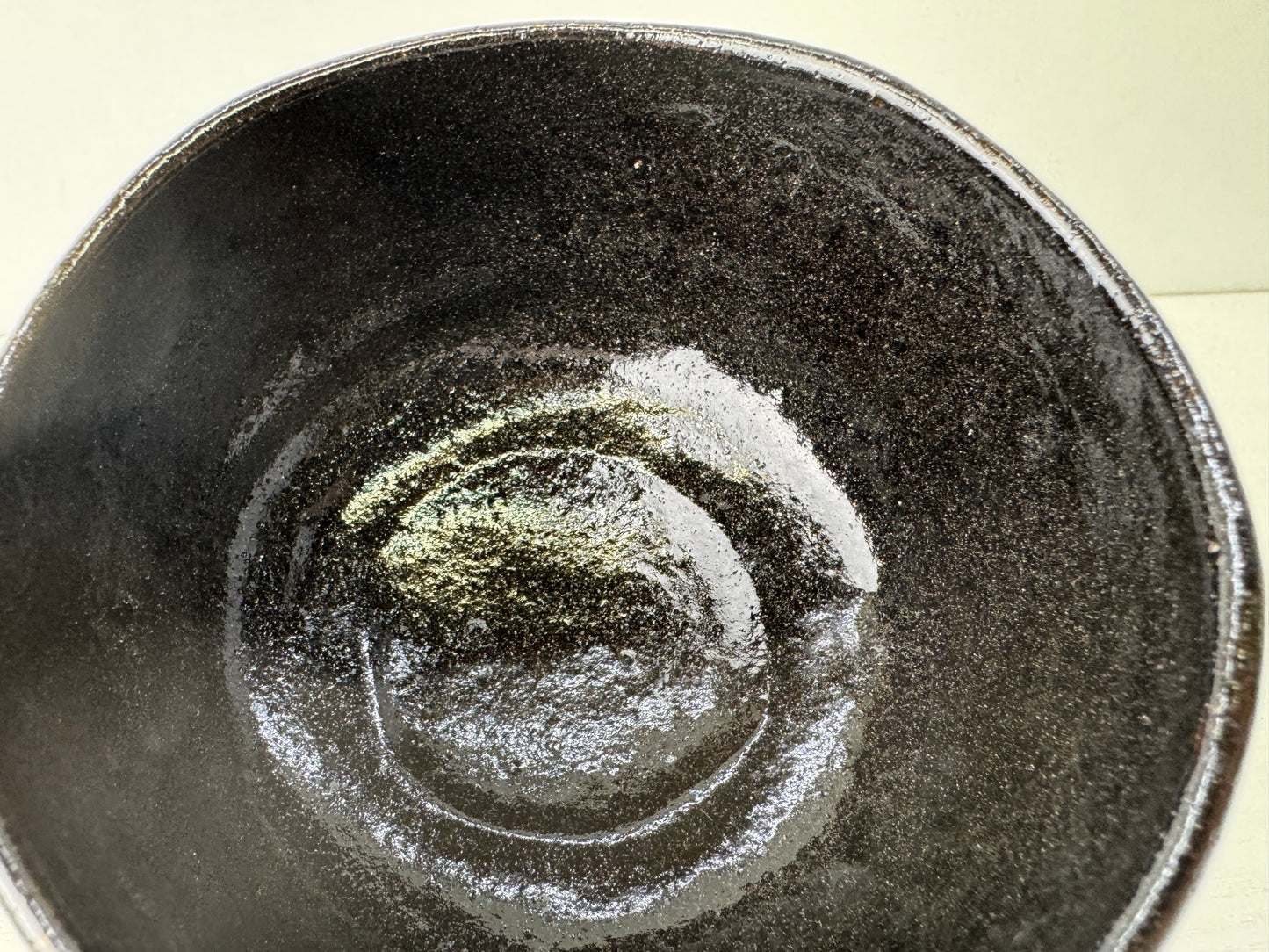 Y9584 CHAWAN Raku-ware black bowl signed box Japan antique tea ceremony pottery