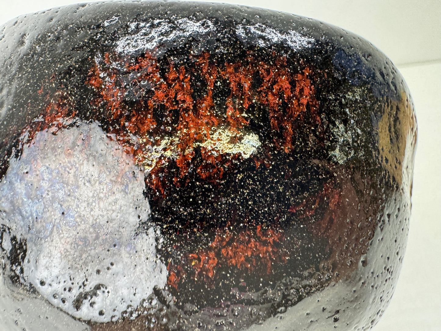 Y9584 CHAWAN Raku-ware black bowl signed box Japan antique tea ceremony pottery