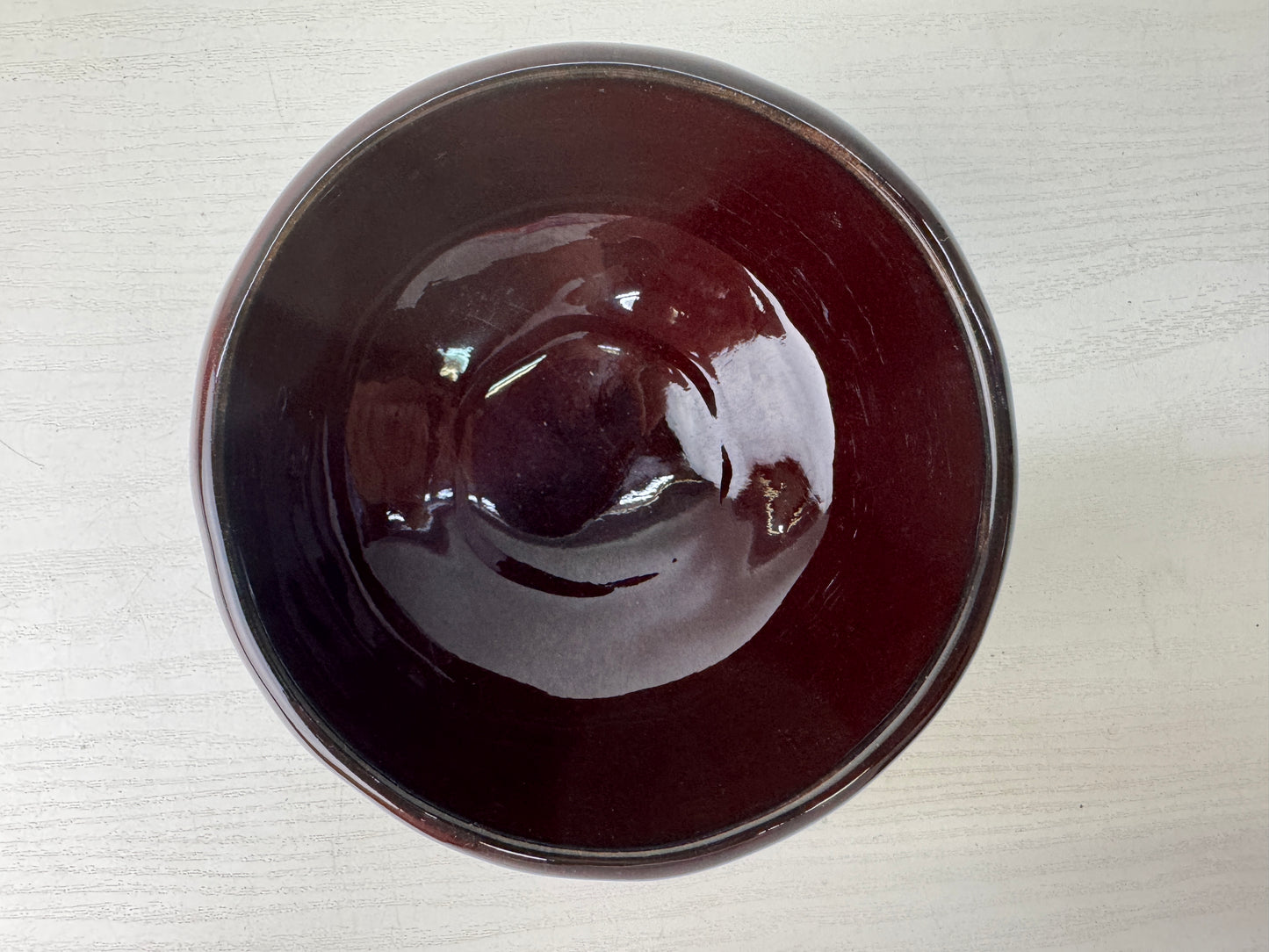 Y9585 CHAWAN Cinnabar bowl signed box Japan antique tea ceremony pottery teacup