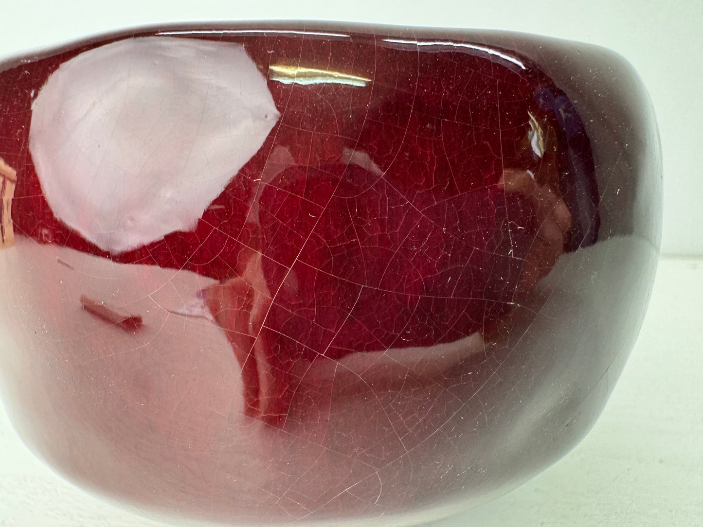 Y9585 CHAWAN Cinnabar bowl signed box Japan antique tea ceremony pottery teacup