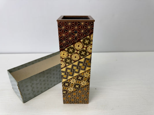 Y9594 FLOWER VASE Hakone Marquetry craft Japan ikebana floral arrangement decor