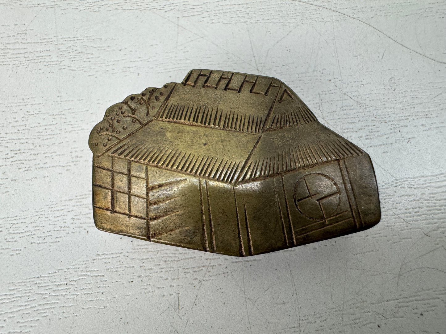 Y9596 BOX Suzuri inkstone case Kinkakuji Temple Makie Japan antique container