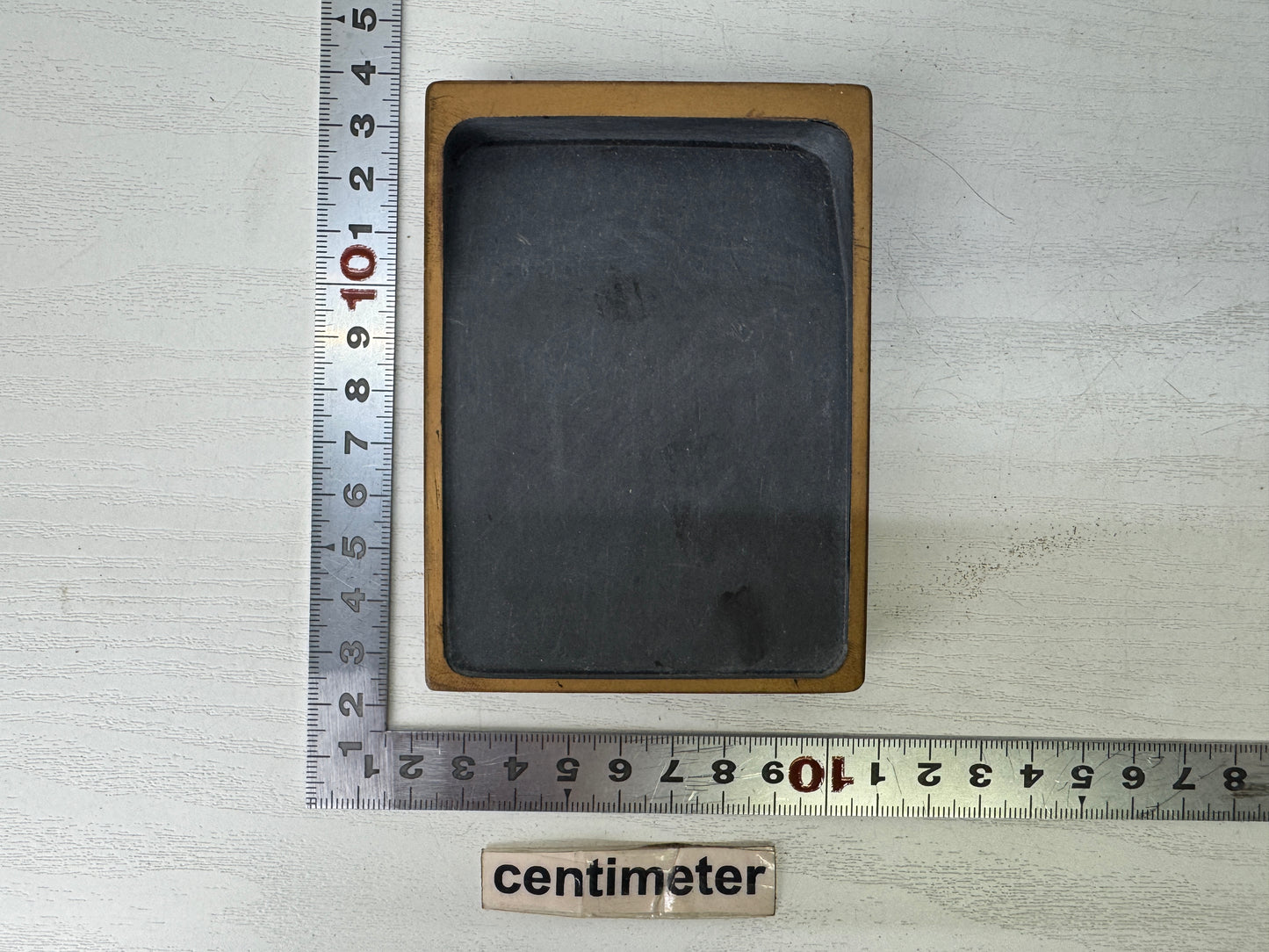 Y9596 BOX Suzuri inkstone case Kinkakuji Temple Makie Japan antique container