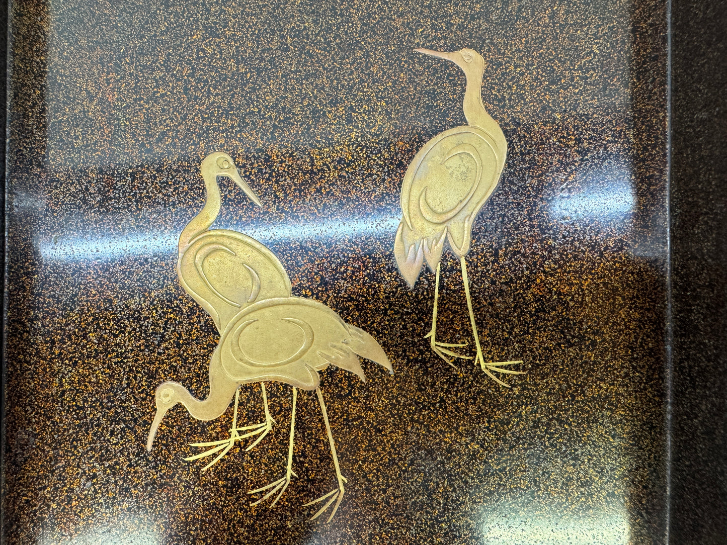 Y9596 BOX Suzuri inkstone case Kinkakuji Temple Makie Japan antique container