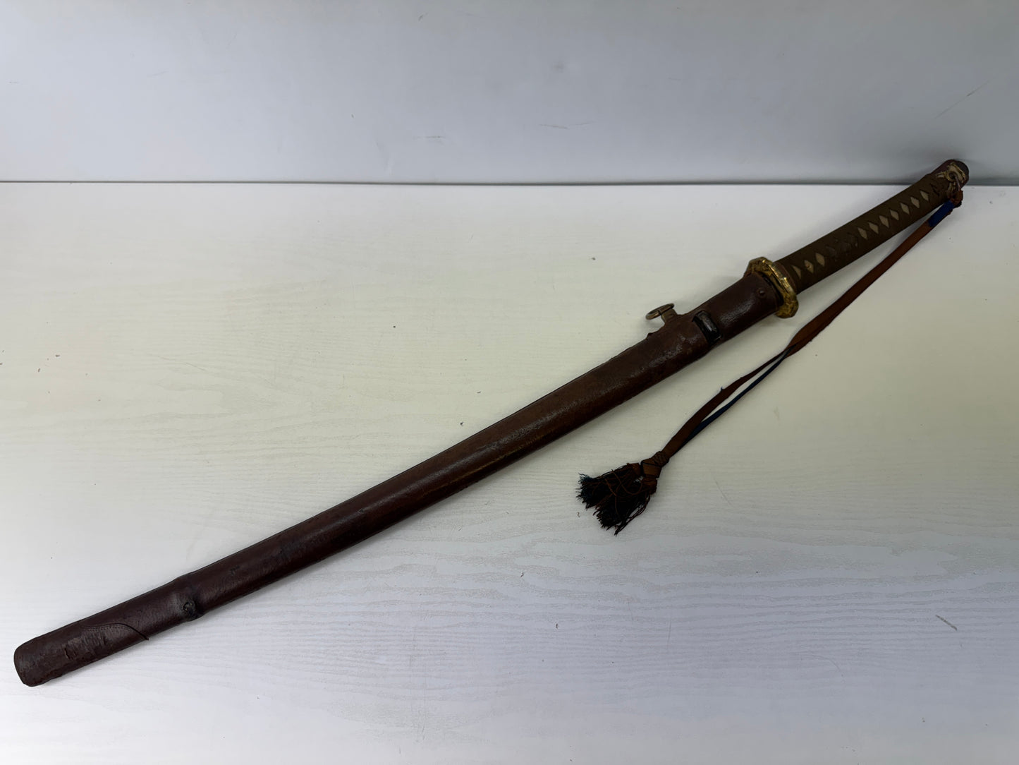 Y9607 Imperial Japan Army Military sword koshirae leather case Japan WW2 vintage