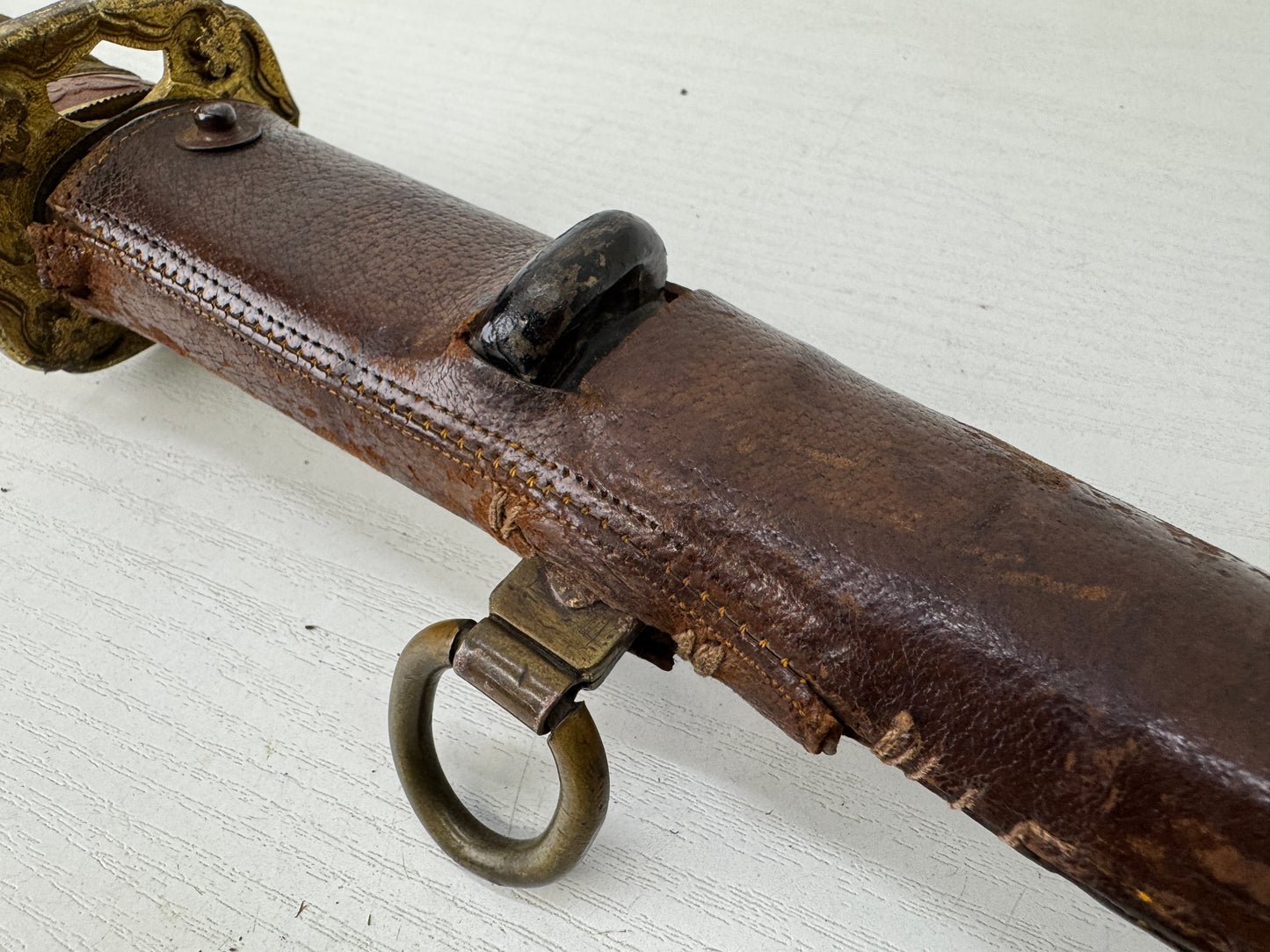 Y9607 Imperial Japan Army Military sword koshirae leather case Japan WW2 vintage