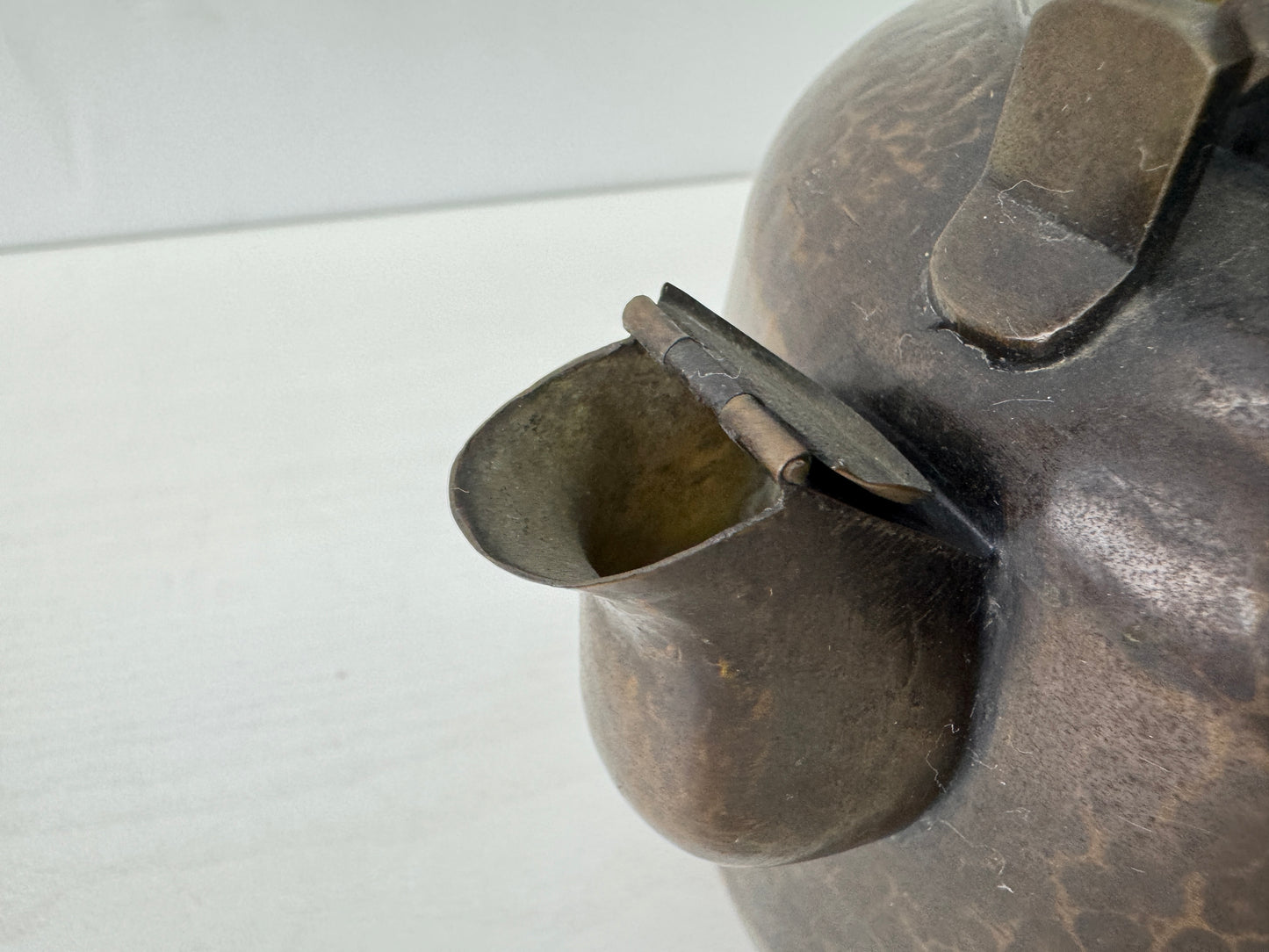 Y9610 KETTLE Copper teapot tea pot Wave Chidori bird signed Japan antique