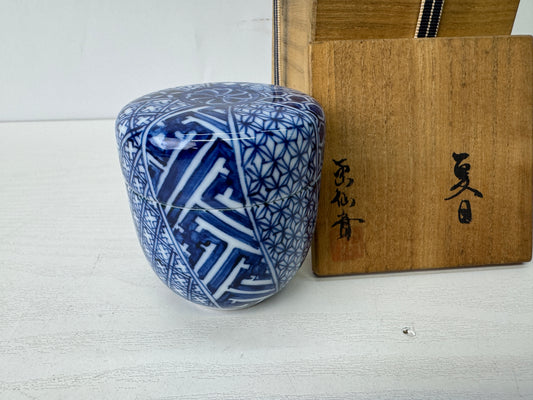 Y9611 TEA CADDY Kyo-ware Natsume signed box Japan antique tea ceremony matcha