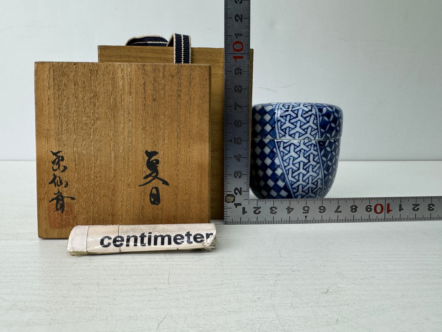 Y9611 TEA CADDY Kyo-ware Natsume signed box Japan antique tea ceremony matcha
