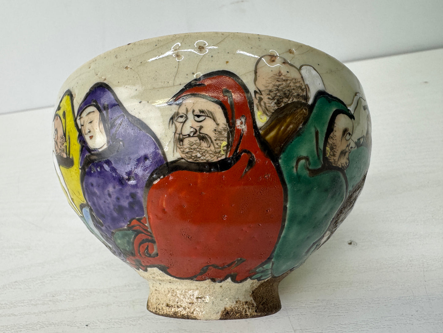 Y9614 CHAWAN Inuyama-ware bowl signed box Japan antique tea ceremony pottery cup