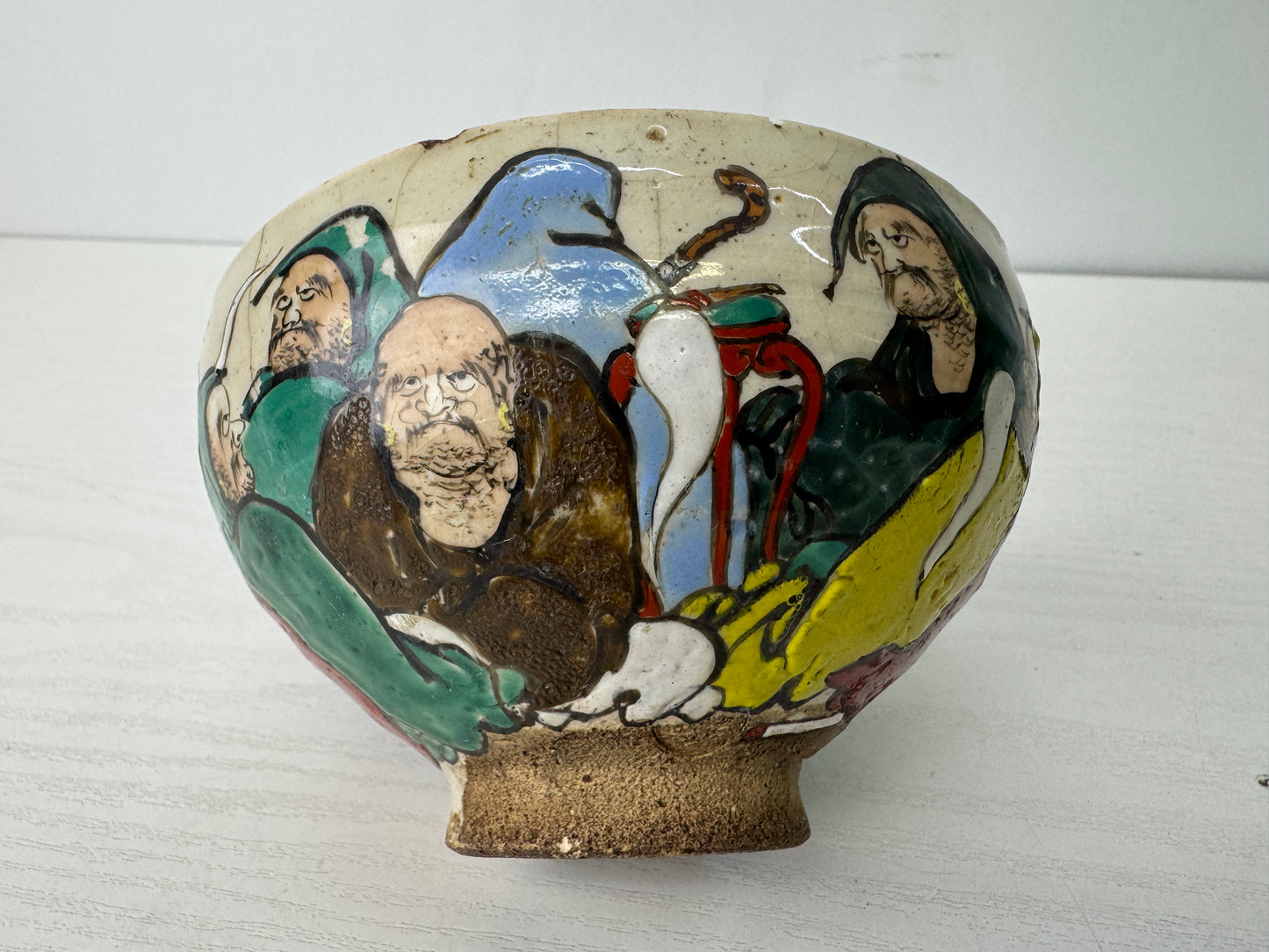 Y9614 CHAWAN Inuyama-ware bowl signed box Japan antique tea ceremony pottery cup