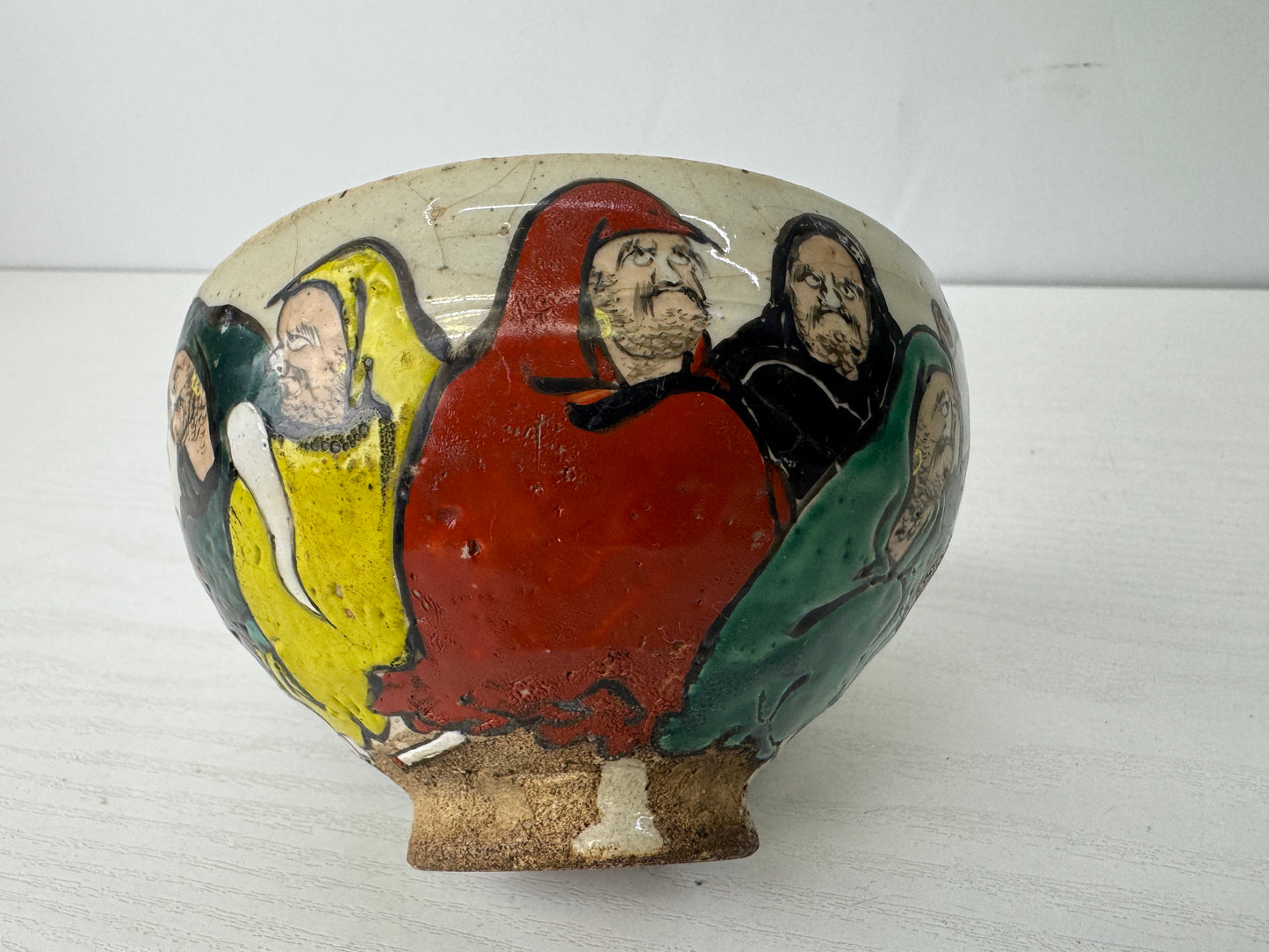 Y9614 CHAWAN Inuyama-ware bowl signed box Japan antique tea ceremony pottery cup