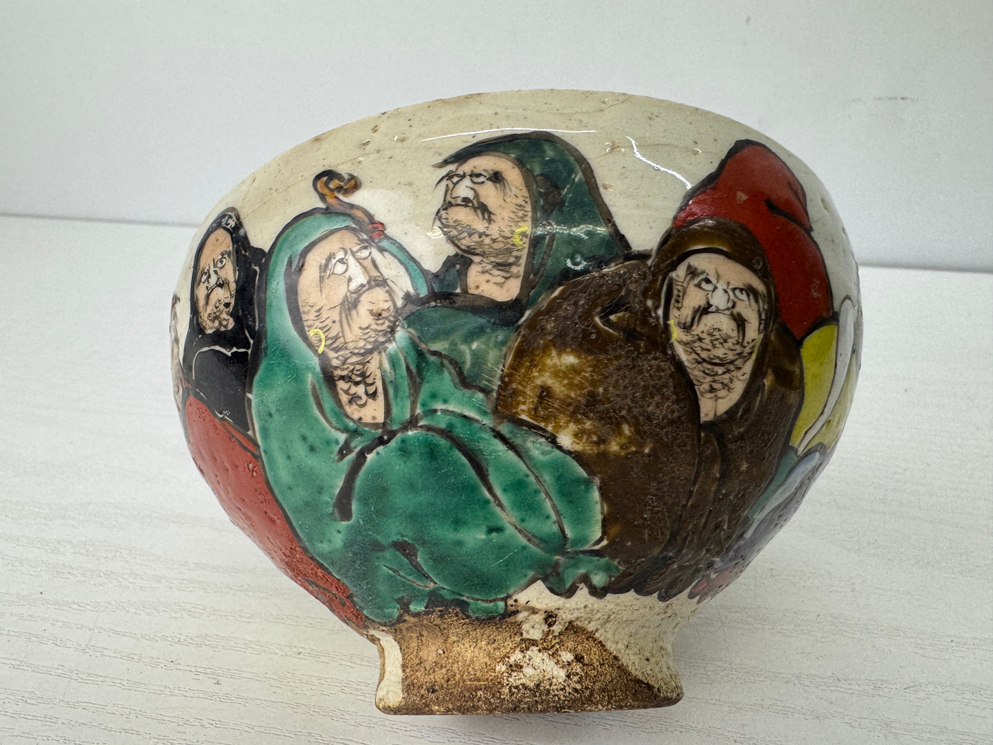 Y9614 CHAWAN Inuyama-ware bowl signed box Japan antique tea ceremony pottery cup