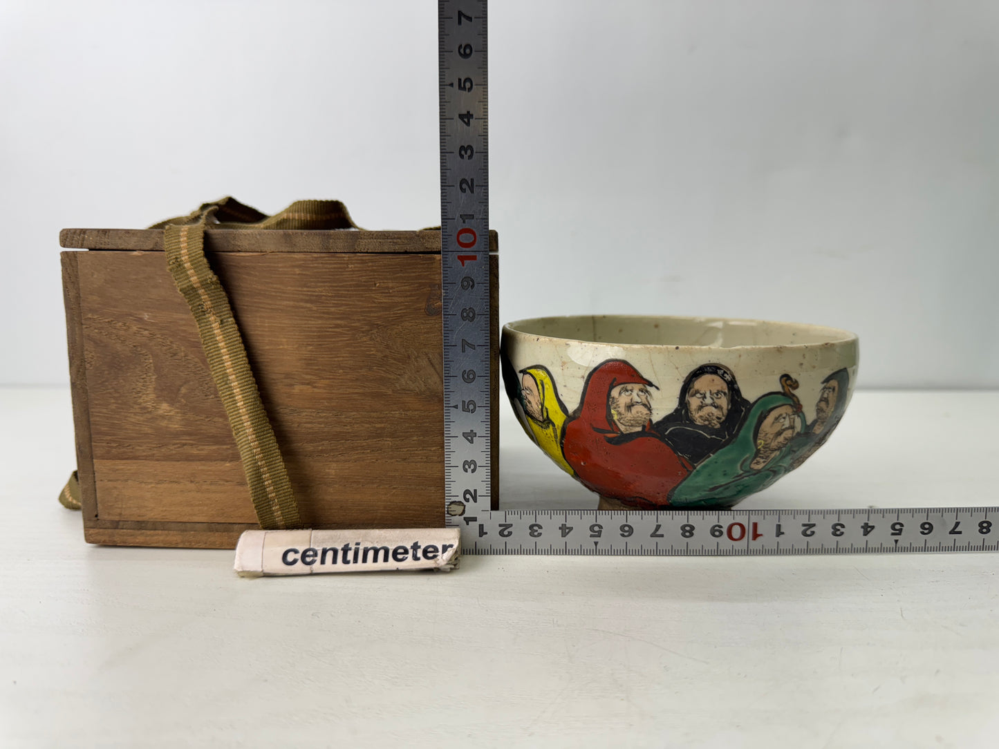 Y9614 CHAWAN Inuyama-ware bowl signed box Japan antique tea ceremony pottery cup