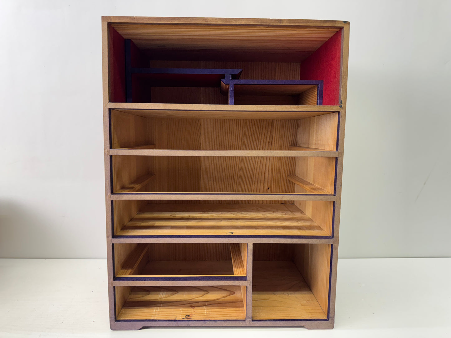 Y9617 TANSU small wooden Chest of drawers floral pattern furniture Japan antique