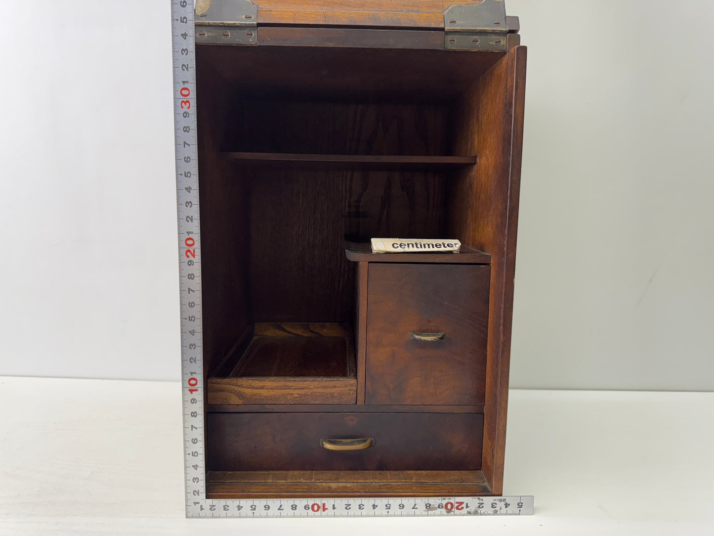 Y9618 TANSU Mulberry wood Folding Dressing table small vanity Japan antique