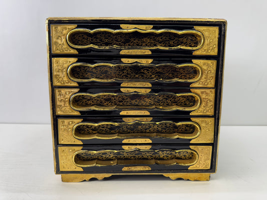 Y9619 TANSU Makie small chest of drawers sutra storage Japan antique furniture