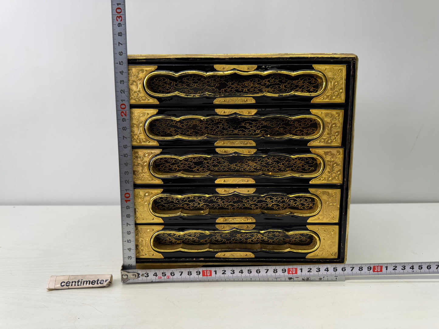 Y9619 TANSU Makie small chest of drawers sutra storage Japan antique furniture