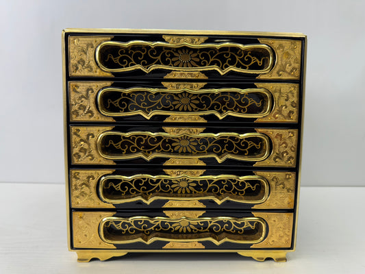 Y9620 BOX Makie family crest Buddhist Sutra case storage Japan antique container