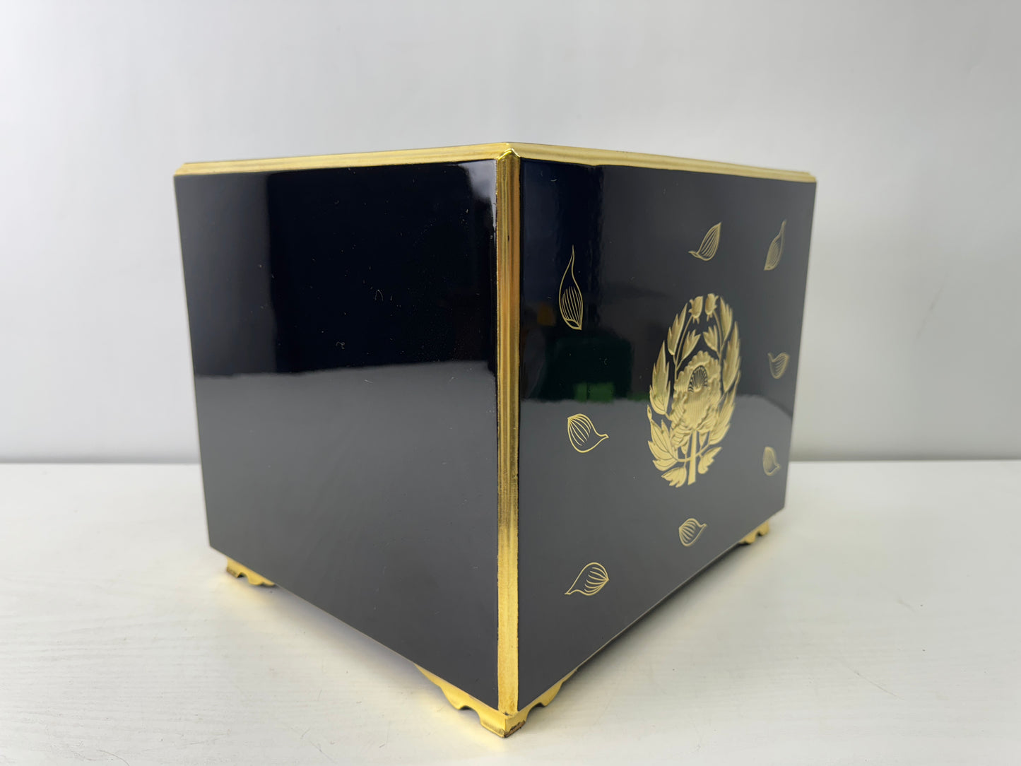 Y9620 BOX Makie family crest Buddhist Sutra case storage Japan antique container