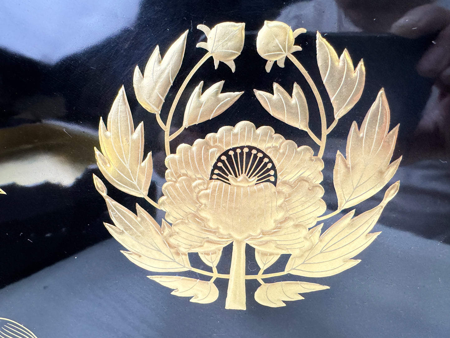 Y9620 BOX Makie family crest Buddhist Sutra case storage Japan antique container