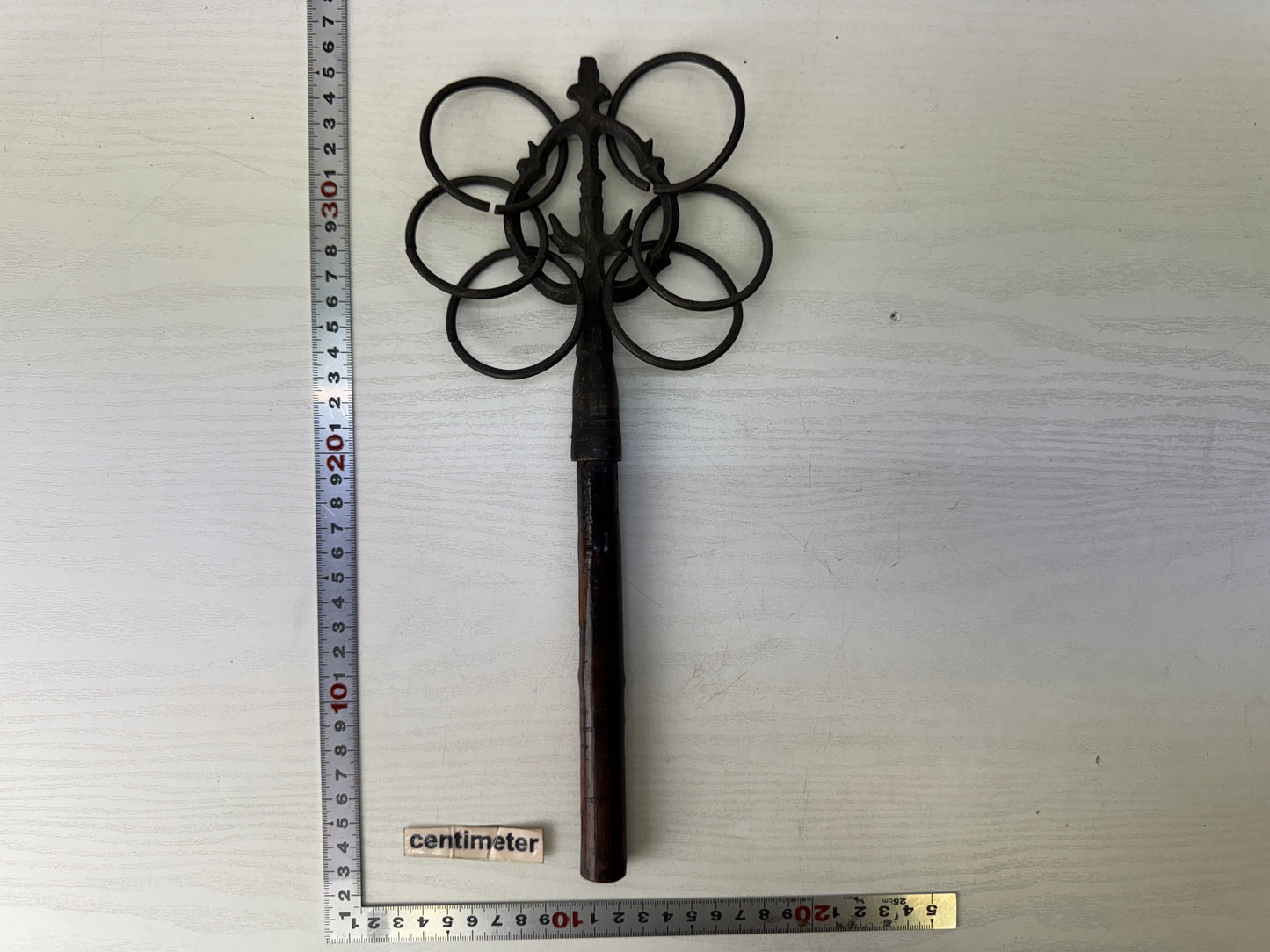 Y9621 Buddhist Altar Shakujo staff esoteric Buddhism Japan antique religion