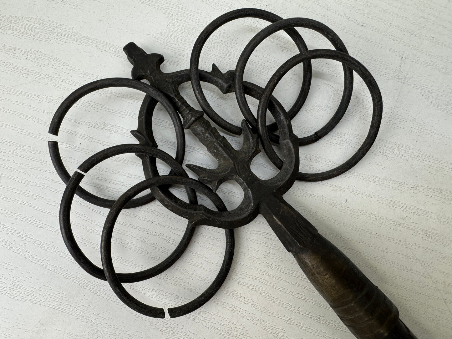 Y9621 Buddhist Altar Shakujo staff esoteric Buddhism Japan antique religion