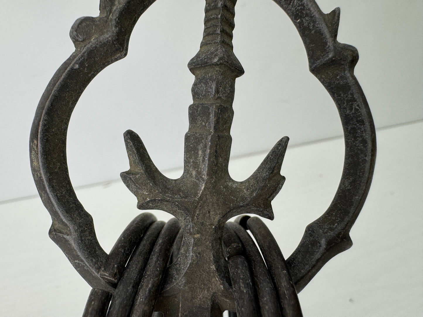 Y9621 Buddhist Altar Shakujo staff esoteric Buddhism Japan antique religion