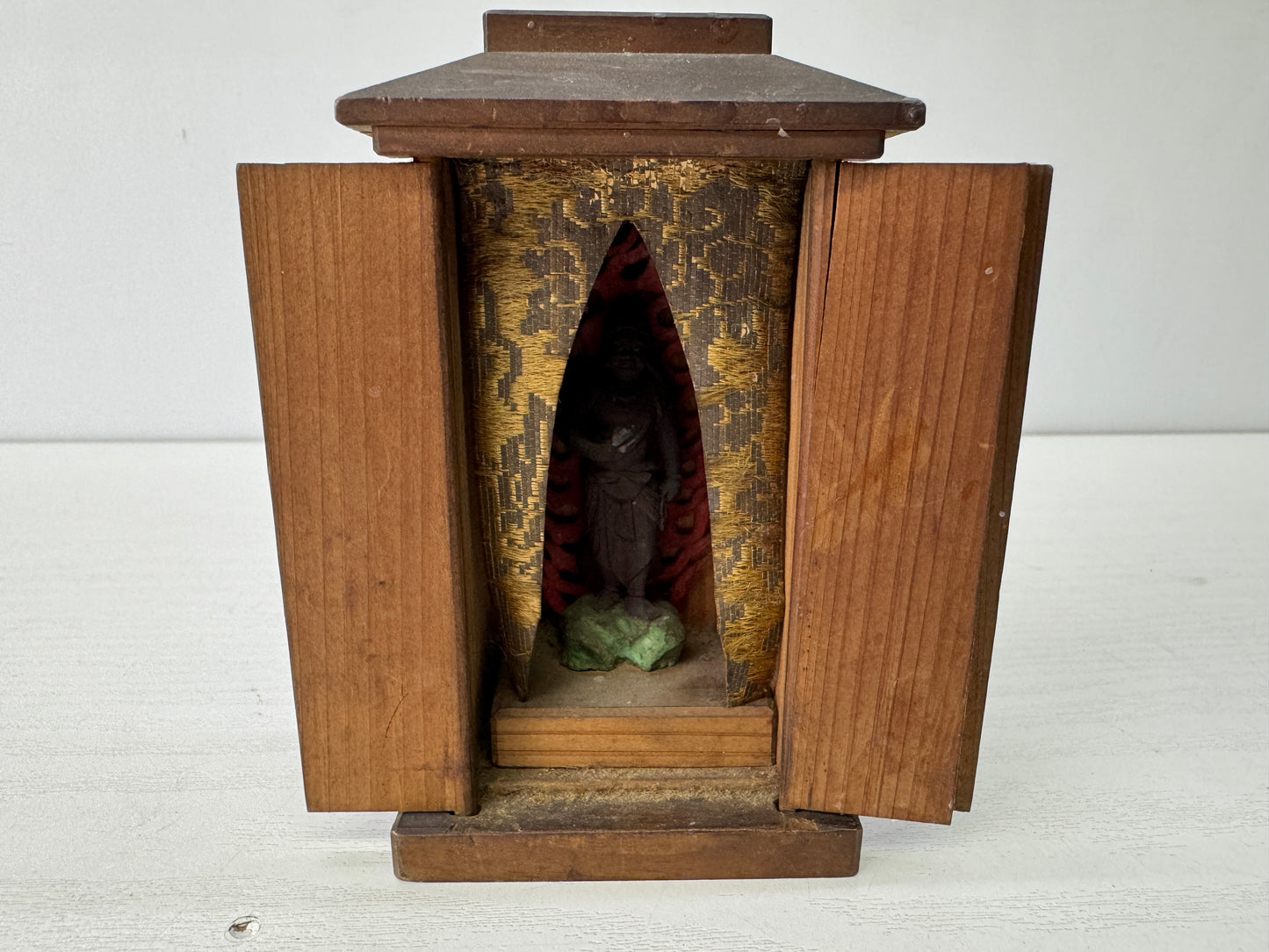 Y9624 STATUE Fudo Myoo small Acala figurine shrine Japan antique Buddhist art