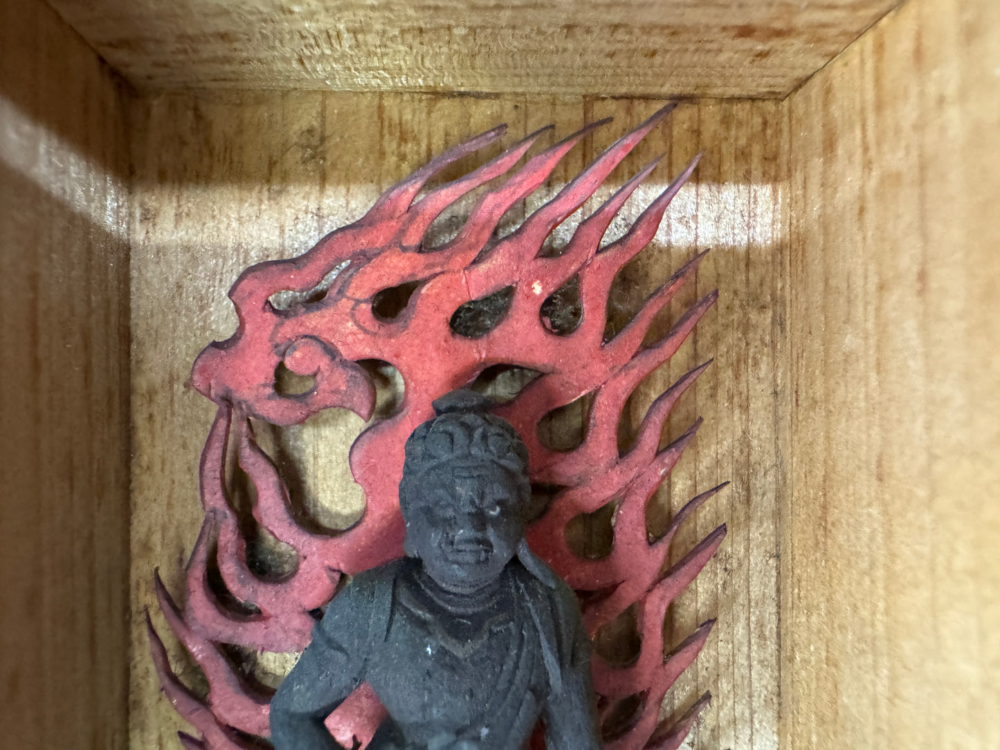 Y9624 STATUE Fudo Myoo small Acala figurine shrine Japan antique Buddhist art