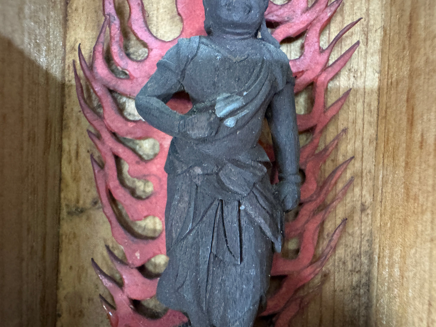 Y9624 STATUE Fudo Myoo small Acala figurine shrine Japan antique Buddhist art