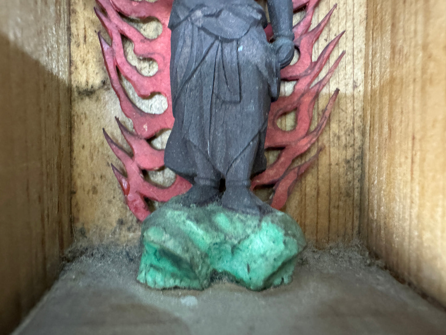 Y9624 STATUE Fudo Myoo small Acala figurine shrine Japan antique Buddhist art