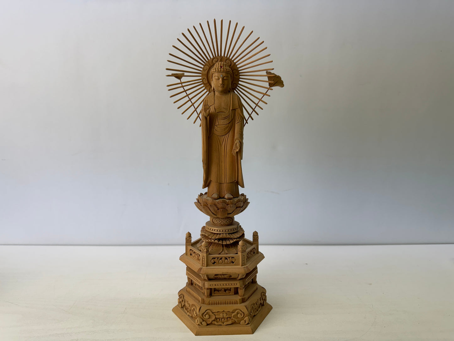 Y9626 STATUE standing Amida Buddha figure figurine Japan antique Buddhist art